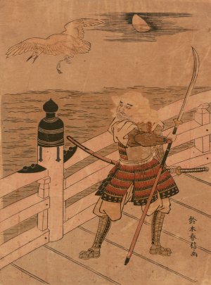 Benkei and Heron on Bridge by Suzuki Harunobu Oil Painting