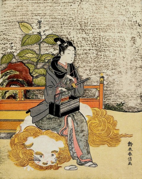 Youth as a Stand-in Monju  by Suzuki Harunobu - Hand-Painted Oil Painting Reproduction