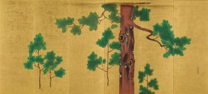 Hinoki Cypress Tree by Suzuki Kiitsu Oil Painting