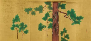 Hinoki Cypress Tree by Suzuki Kiitsu Oil Painting