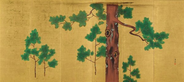 Hinoki Cypress Tree by Suzuki Kiitsu - Hand-Painted Oil Painting Reproduction