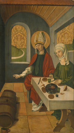 Saint Remigius Replenishing the Barrel of Wine by Swiss Painter Oil Painting
