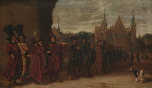 The Legation from the Tsar of Muscovy on its Way to a Meeting of the States-General in The Hague by Sybrand Van Beest Oil Painting