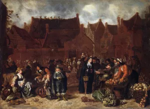 Vegetable Market by Sybrand Van Beest Oil Painting