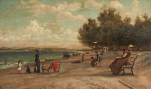 Beach Scene by Sylvester Phelps Hodgdon Oil Painting