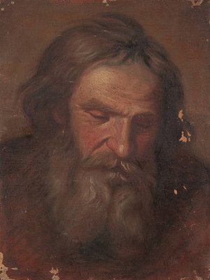 Study of an old man's head by Szymon Czechowicz Oil Painting