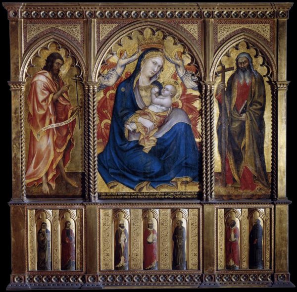 Virgin and Child with St John the Baptist and St Andrew by Taddeo Di Bartolo - Hand-Painted Oil Painting Reproduction