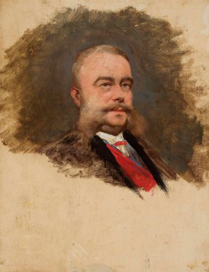 Portrait of an old man, sketch by Tadeusz Ajdukiewicz Oil Painting