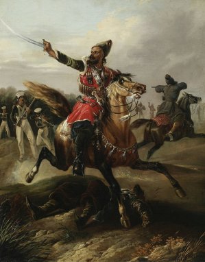 Circassian on horseback by Tadeusz Brodowski Oil Painting