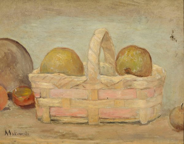 Apples in a basket  by Tadeusz Makowski - Hand-Painted Oil Painting Reproduction
