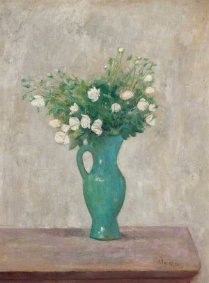 Bouquet in a green flower-vase by Tadeusz Makowski Oil Painting