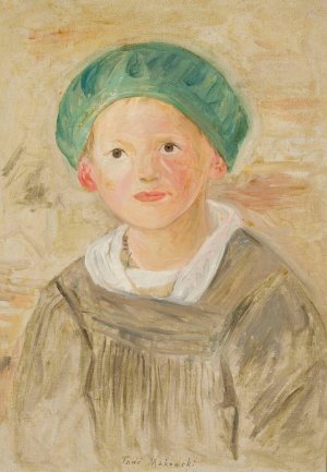 Boy in a green cap Oil painting by Tadeusz Makowski