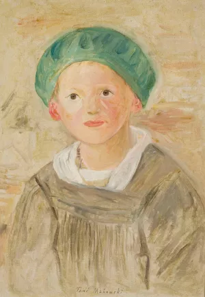 Boy in a green cap Oil painting by Tadeusz Makowski