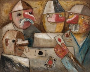 Card game by Tadeusz Makowski Oil Painting