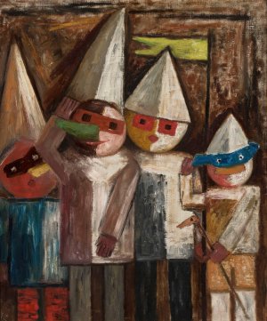 Carnival of children with a flag by Tadeusz Makowski Oil Painting