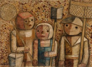 Children going fishing by Tadeusz Makowski Oil Painting