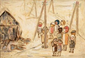 Children on a road by Tadeusz Makowski Oil Painting
