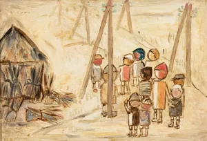 Children on a road by Tadeusz Makowski Oil Painting