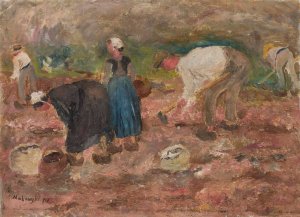 Digging potatoes by Tadeusz Makowski Oil Painting