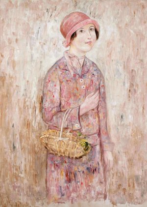 Dziewczyna w rozowym kapeluszu by Tadeusz Makowski Oil Painting