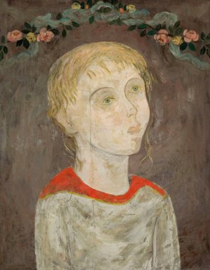 Dziewczyna z girlanda kwiatow by Tadeusz Makowski Oil Painting