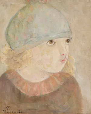 Dziewczynka w niebieskiej czapce Oil painting by Tadeusz Makowski