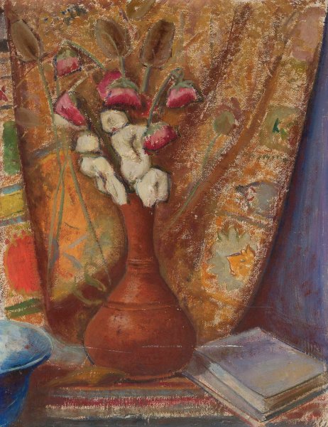 Flowers in a clay flower-vase  by Tadeusz Makowski - Hand-Painted Oil Painting Reproduction