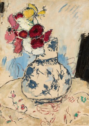 Flowers in a flower-vase by Tadeusz Makowski Oil Painting