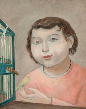 Girl with a canary by Tadeusz Makowski Oil Painting