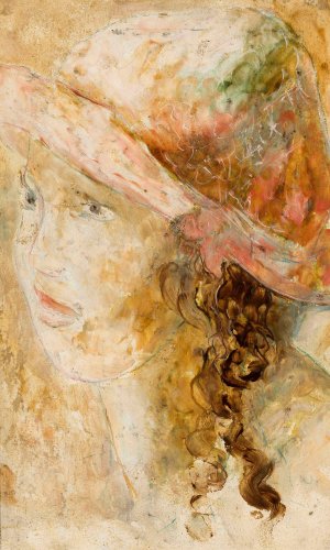 Glowa dziewczynki w lokach Oil painting by Tadeusz Makowski