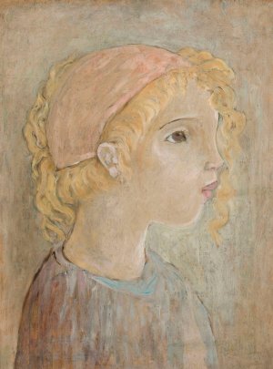 Glowa dziewczynki w rozowym kapturku by Tadeusz Makowski Oil Painting