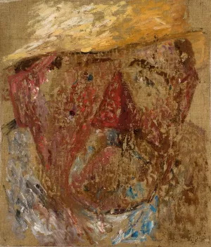 Glowa mezczyzny w slomkowym kapeluszu by Tadeusz Makowski Oil Painting