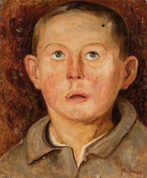 Head of a boy in an unbuttoned collar by Tadeusz Makowski Oil Painting