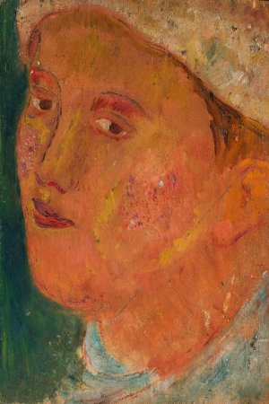 Head of a girl in a hat by Tadeusz Makowski Oil Painting