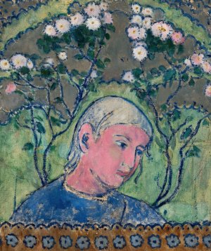 Head of a girl in flowers by Tadeusz Makowski Oil Painting