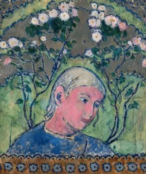 Head of a girl in flowers by Tadeusz Makowski Oil Painting
