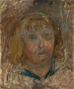 Head of a girl with a fringe by Tadeusz Makowski Oil Painting