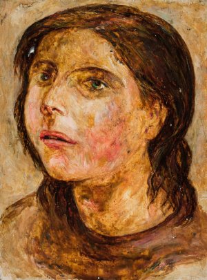 Head of a girl with a half-open mouth by Tadeusz Makowski Oil Painting