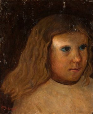Head of a little girl with unloosed hair by Tadeusz Makowski Oil Painting