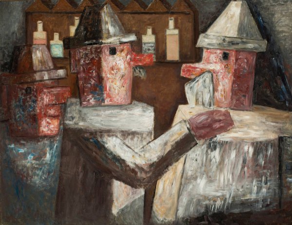 In a bar  by Tadeusz Makowski - Hand-Painted Oil Painting Reproduction