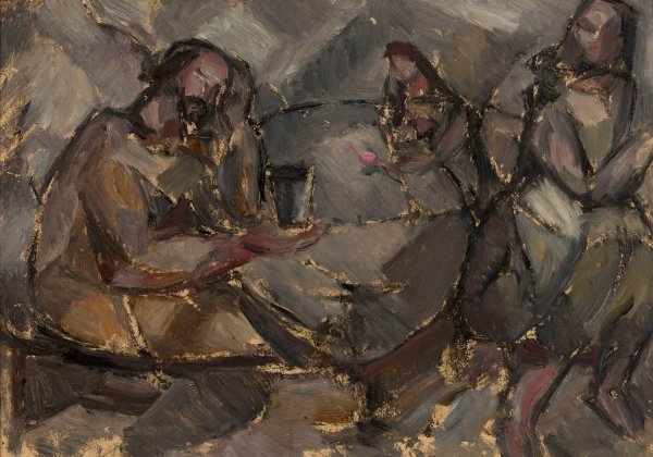 In a wine bar  by Tadeusz Makowski - Hand-Painted Oil Painting Reproduction