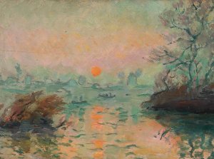 Landscape at sunset by Tadeusz Makowski Oil Painting