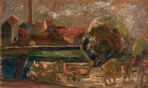 Landscape with a factory chimney by Tadeusz Makowski Oil Painting