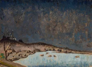 Landscape with clouds Oil painting by Tadeusz Makowski