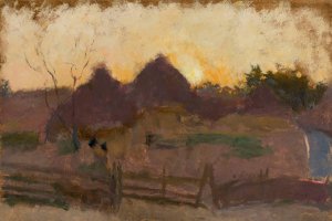 Landscape with haystacks by Tadeusz Makowski Oil Painting