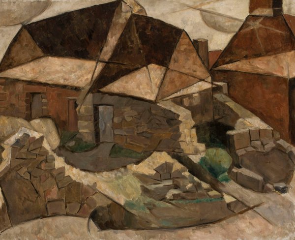 Landscape with houses  by Tadeusz Makowski - Hand-Painted Oil Painting Reproduction