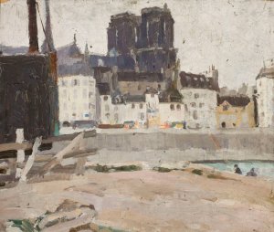 Landscape with Notre-Dame Cathedral by Tadeusz Makowski Oil Painting