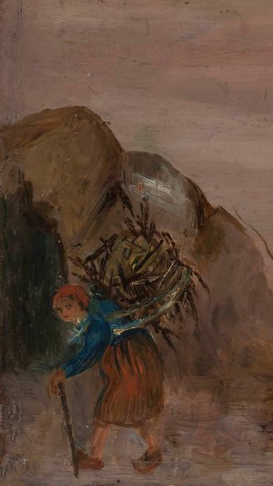 Little girl carrying brushwood by Tadeusz Makowski Oil Painting