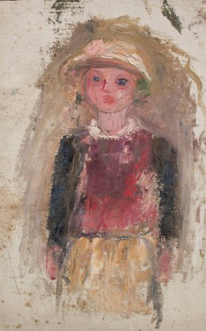 Little girl in a red waistcoat by Tadeusz Makowski Oil Painting