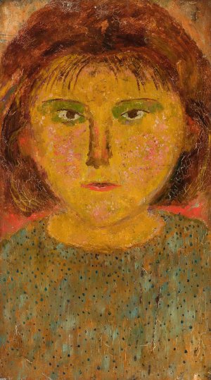 Little girl with a fringe by Tadeusz Makowski Oil Painting